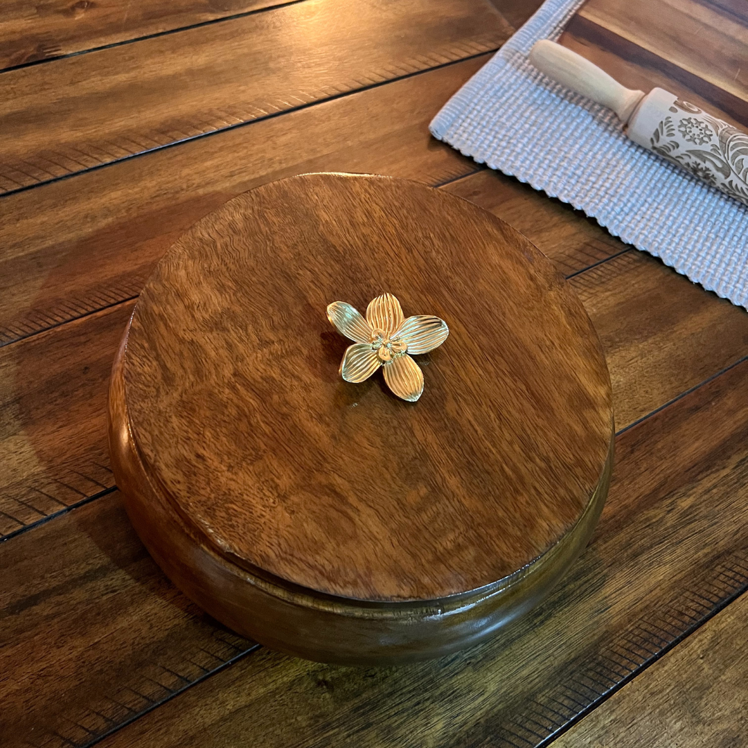 Wooden Roti Chapati Box with lid