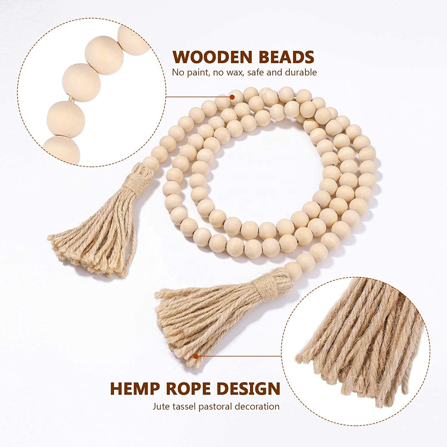 Wooden Beads Garland with tassels