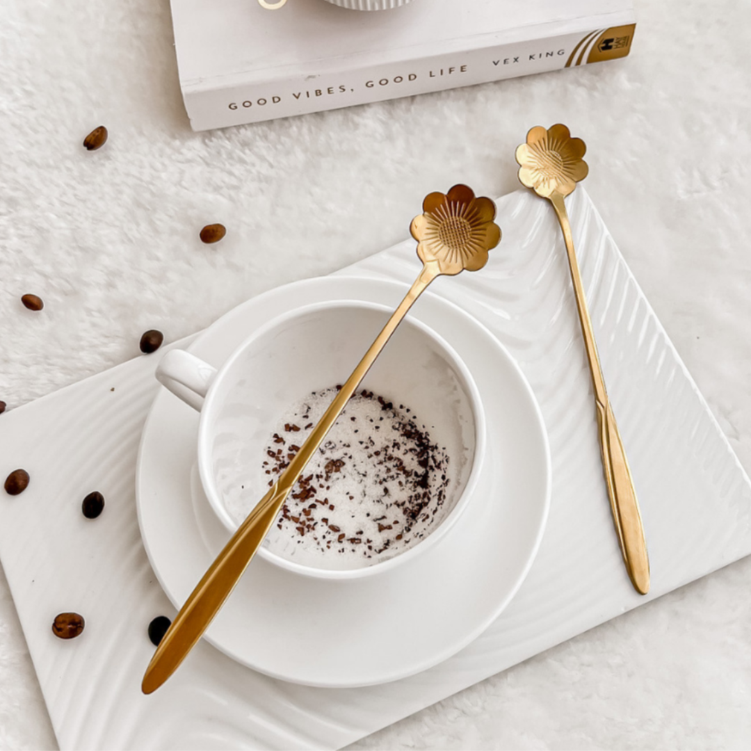 Gold flower design Coffee stirrer 