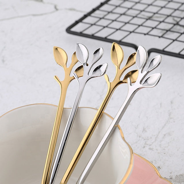 Leaf design Cutlery - Gold & Silver combo