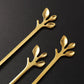 Gold Spoon Stirrer - Golden Leaf design