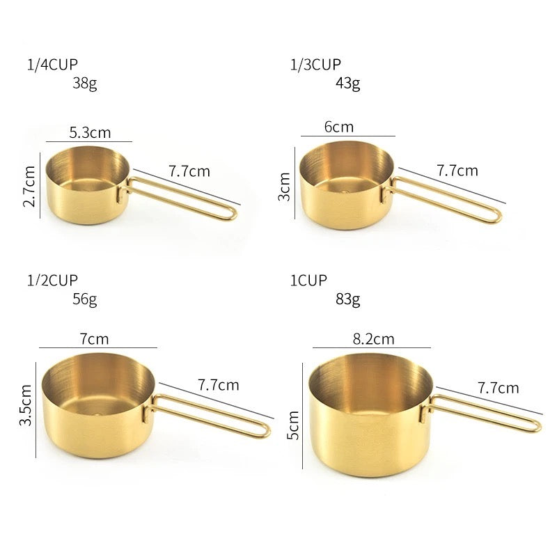 Gold Kitchen Accessories - Set of 4 Measuring Cups