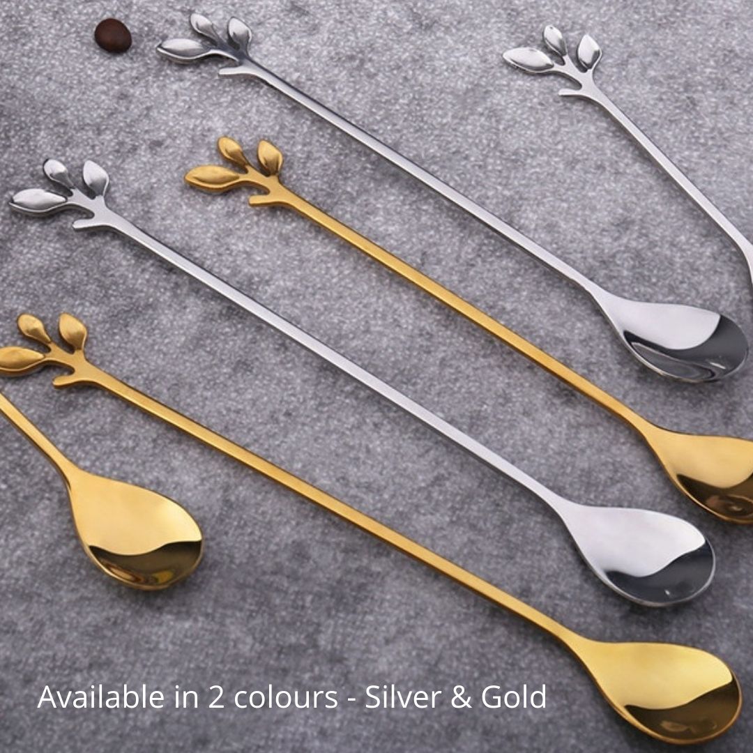 Leaf design Cutlery - Gold & Silver combo