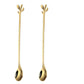 Gold Spoon Stirrer - Golden Leaf design