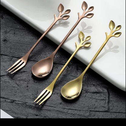 Dessert Spoons & Fruit Forks - Rose Gold & Gold Combo