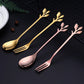 Set of 6 | Rose Gold Leaf Shaped Dessert Coffee & Tea Spoon | Stainless Steel