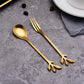 Set of 6 Leaf Dessert Tea & Cofee Spoon | Gold | Small