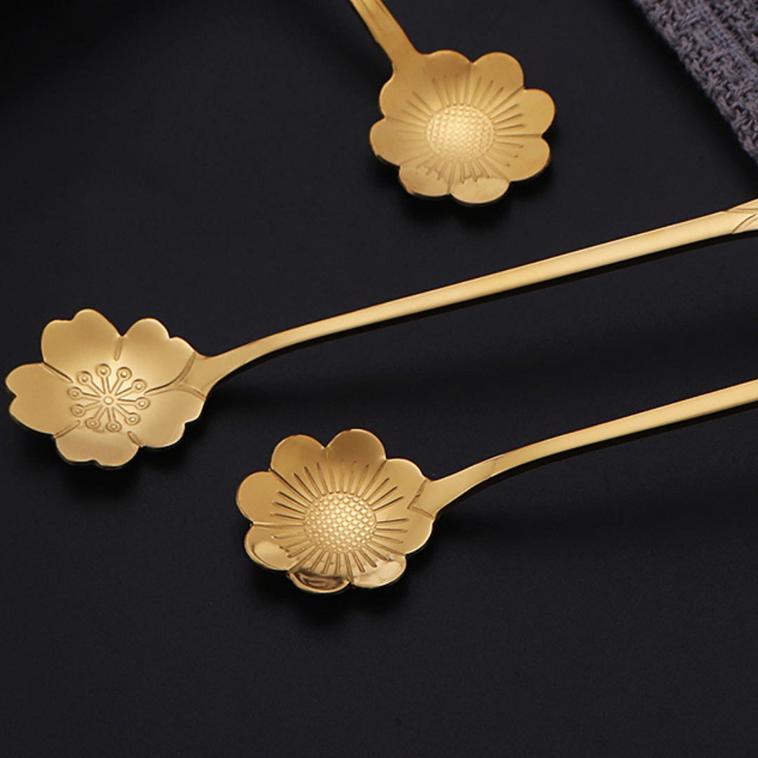Golden Spoon Stirrer - Flower shape